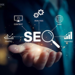 Adwordix AI-based SEO concept showing SEO, traffic, ranking, content, web, and analysis icons.