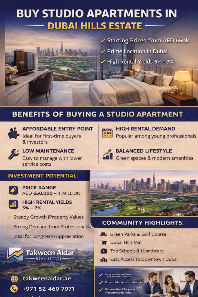 studio apartments for sale in Dubai Hills Estate